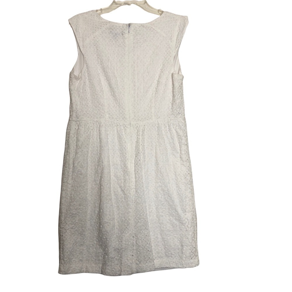 GEORGE - 100% Cotton White Eyelet Coastal Sleeveless Sheath Midi Dress - Size 10
